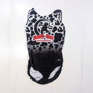 DAIRY-AIRE Motionwear Competition Team Medium gymnastics dance Leotard COW Print